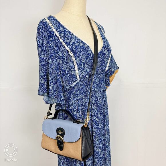 Coach C8161 Kleo Top Handle In Colorblock In Gold/Marble Blue Multi - Picture 1 of 7